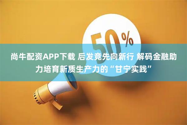 尚牛配资APP下载 后发竞先向新行 解码金融助力培育新质生产力的“甘宁实践”